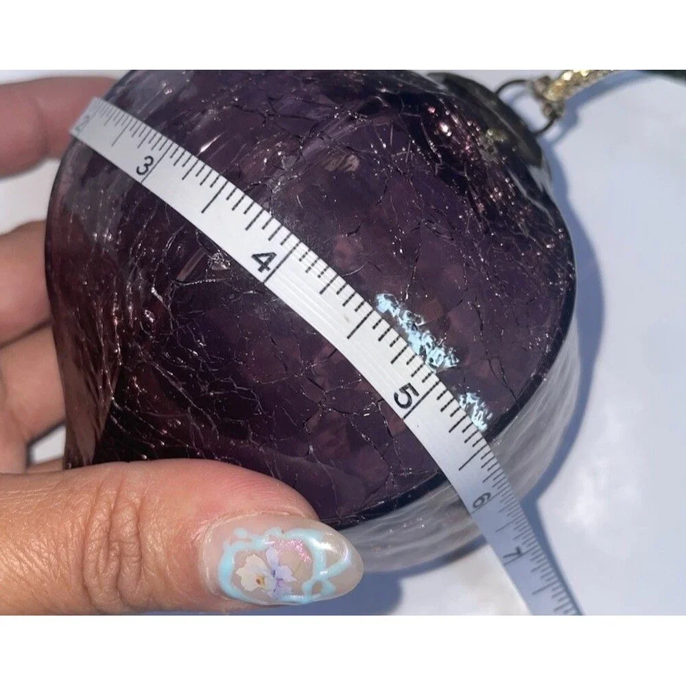 Amethyst Crackle Glass Jumbo Kugel Onion Ornament Large Heavy